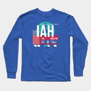 Houston, Texas (IAH) Airport Code Baggage Tag Long Sleeve T-Shirt